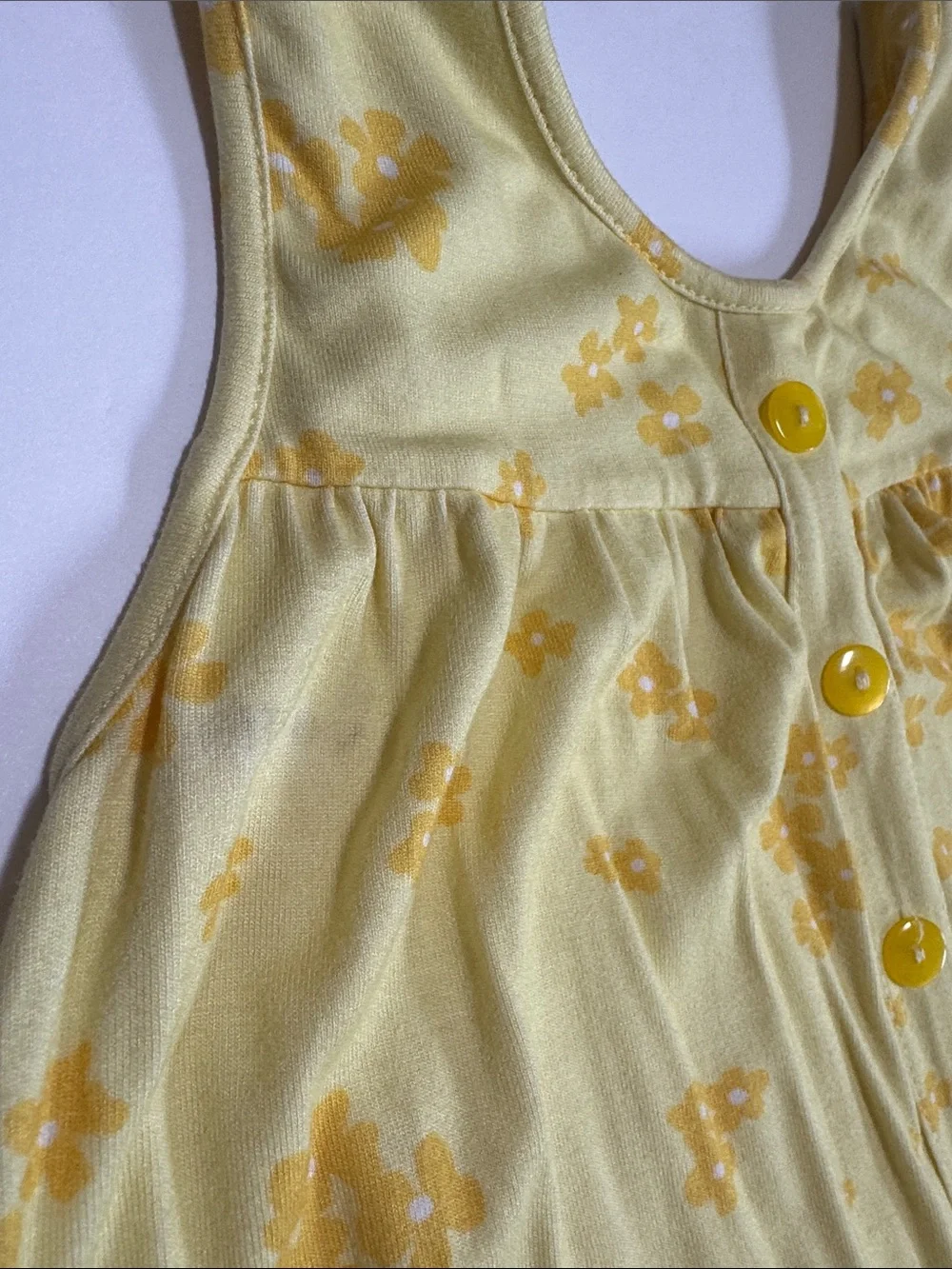 OMI JO 4T Pockets Yellow Floral Faux Button Detail A Line Tank Dress Girls WDW